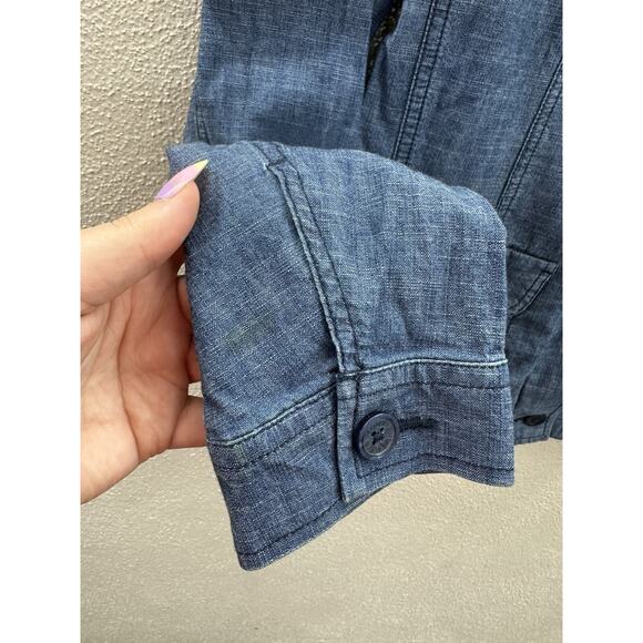 Tommy Hilfiger Womens Jacket Size Medium Blue Chambray Double Closure Lightweigh - Picture 4 of 11